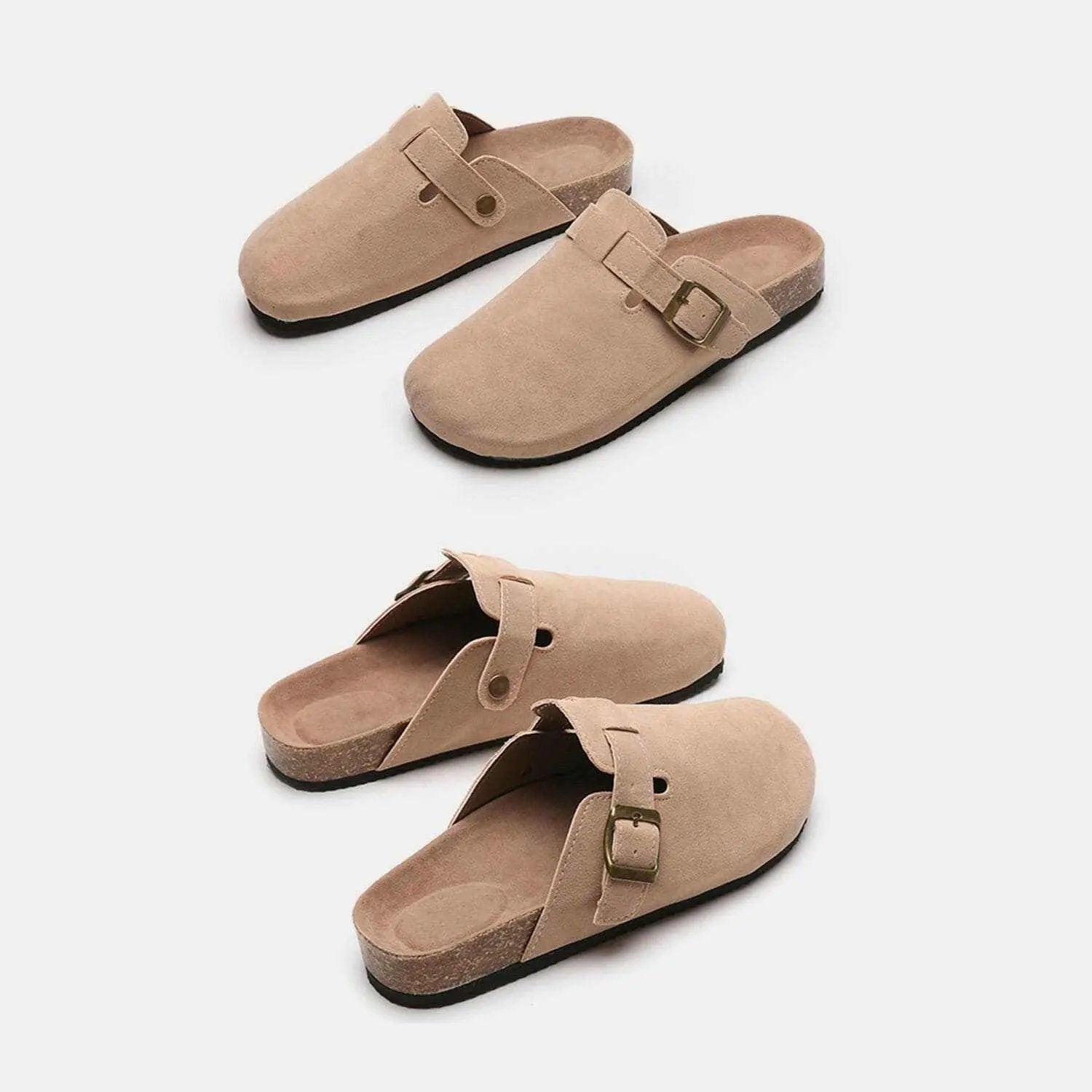 Chic suede closed-toe buckle sandals - Love Salve